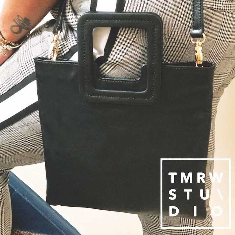 TMRW STUDIO Mateo leather fold over clutch in black - Picture 2 of 9